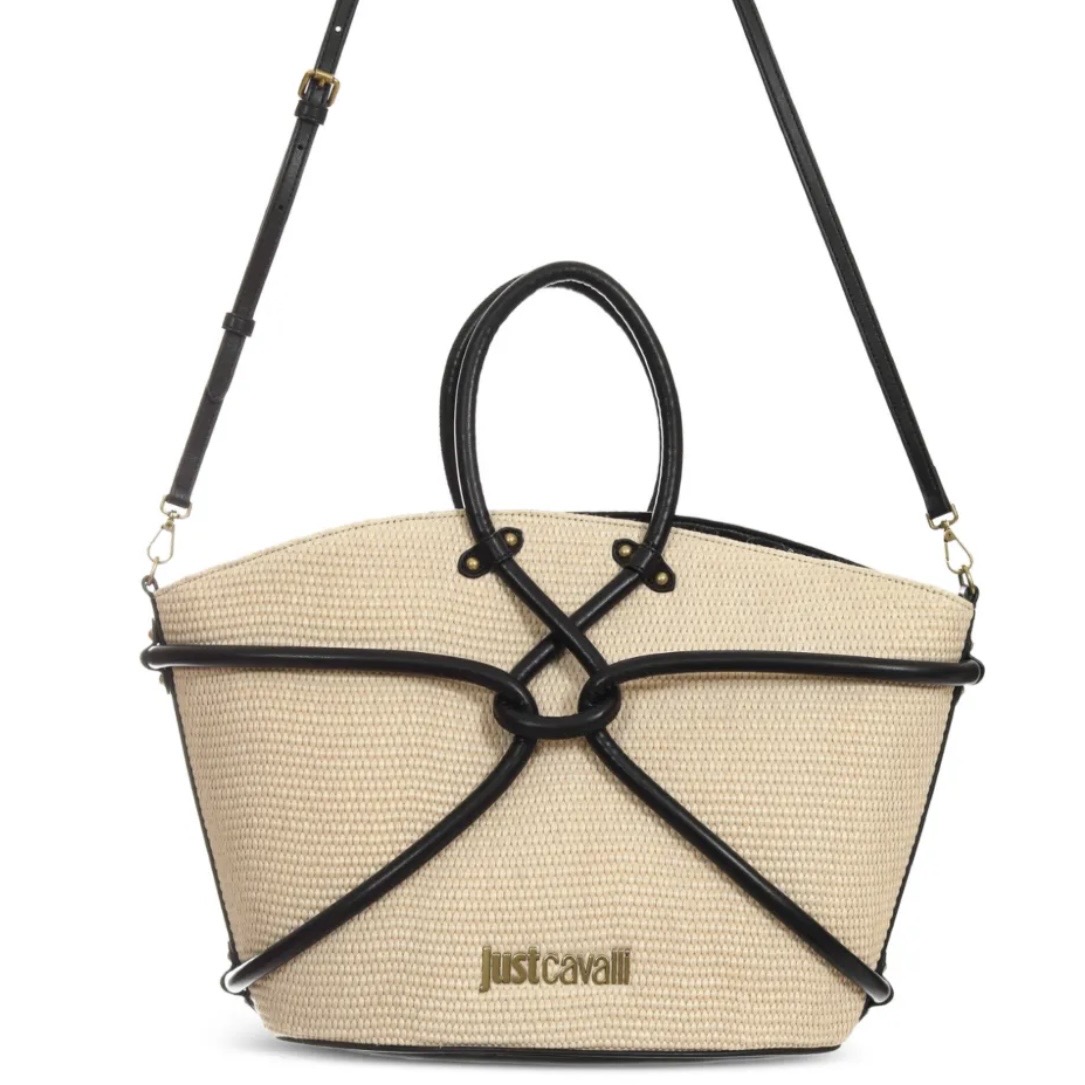 JUST CAVALLI LARGE KNOT STRAW BAG - Image 3