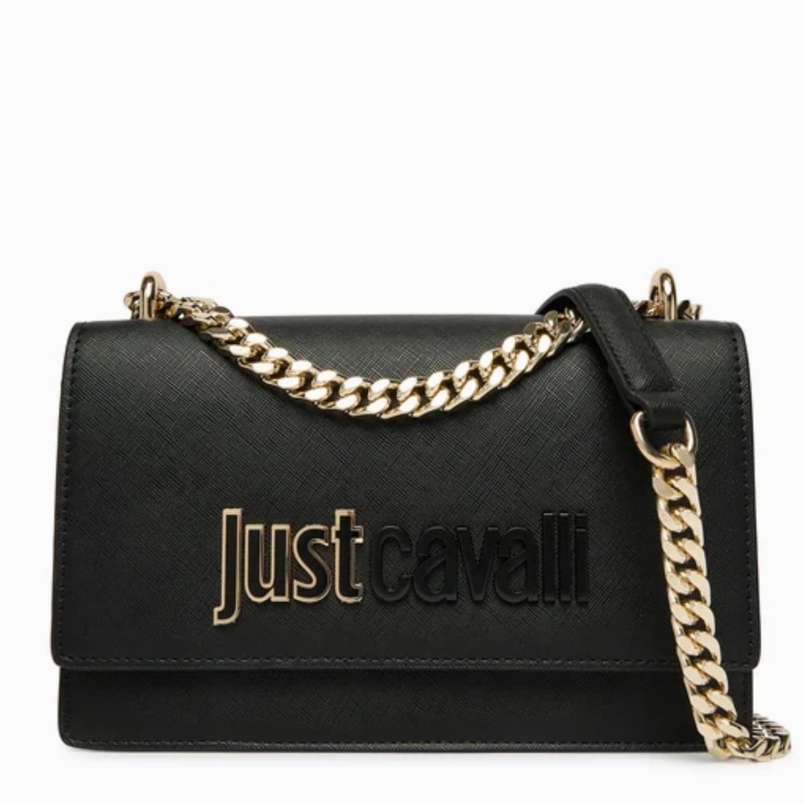 JUST CAVALLI SAFFIANO MEDIUM HANDBAG - BLACK