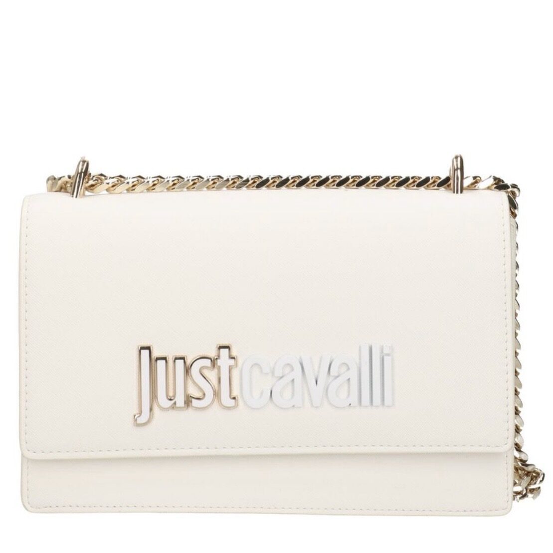 JUST CAVALLI SAFFIANO MEDIUM HANDBAG - WHITE