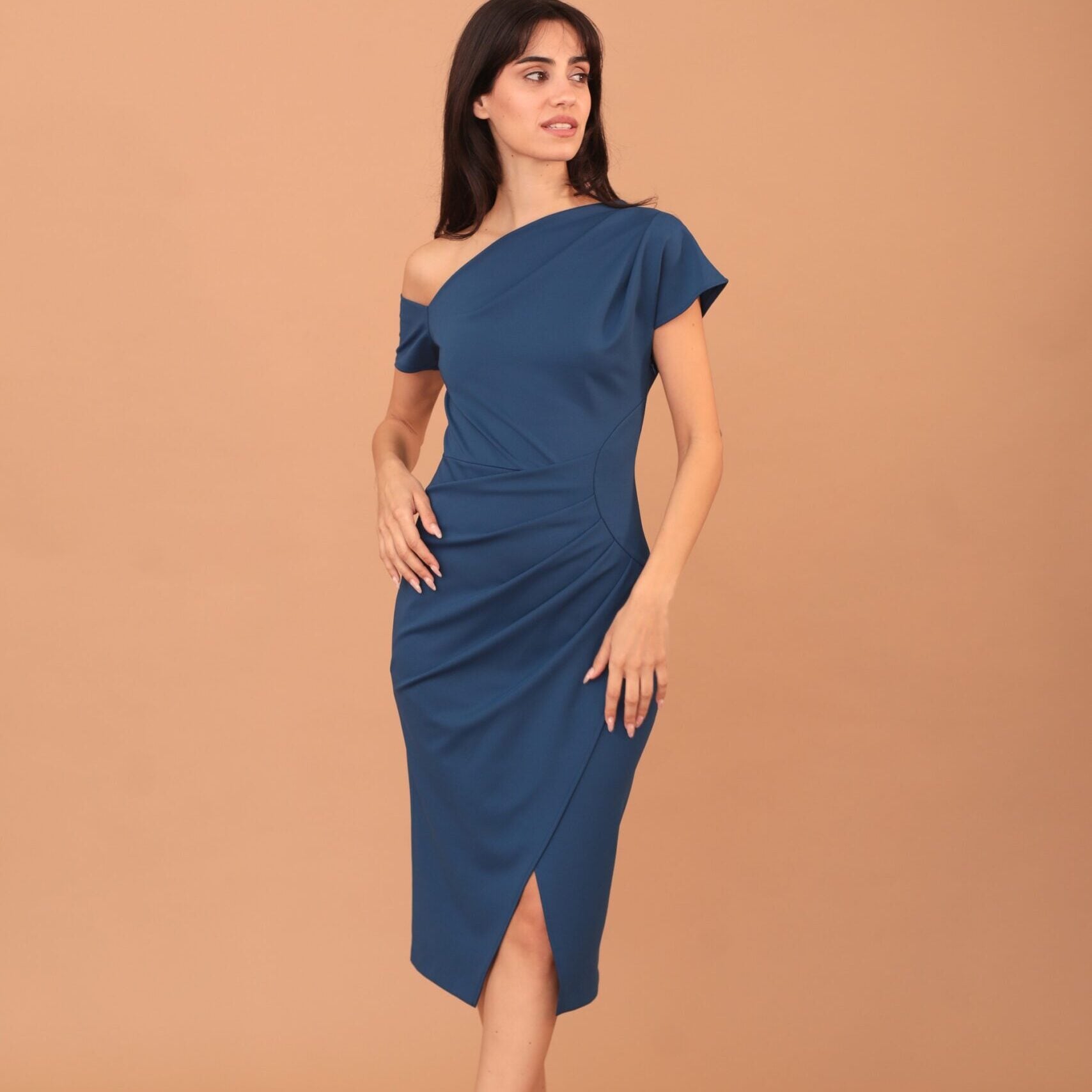 RINASCIMENTO SINGLE SLEEVE DRESS - BLUE