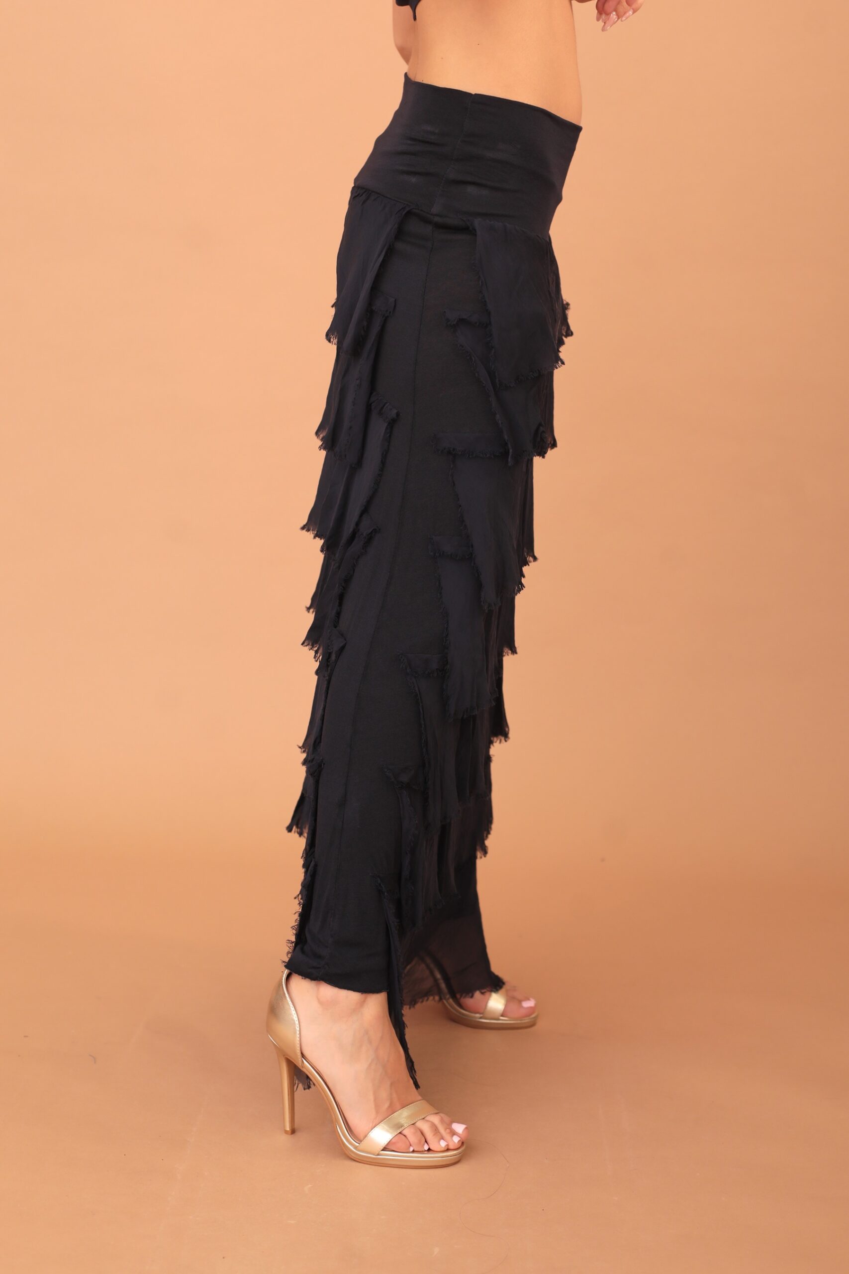 FRILLED SILK SKIRT - NAVY BLUE - Image 7