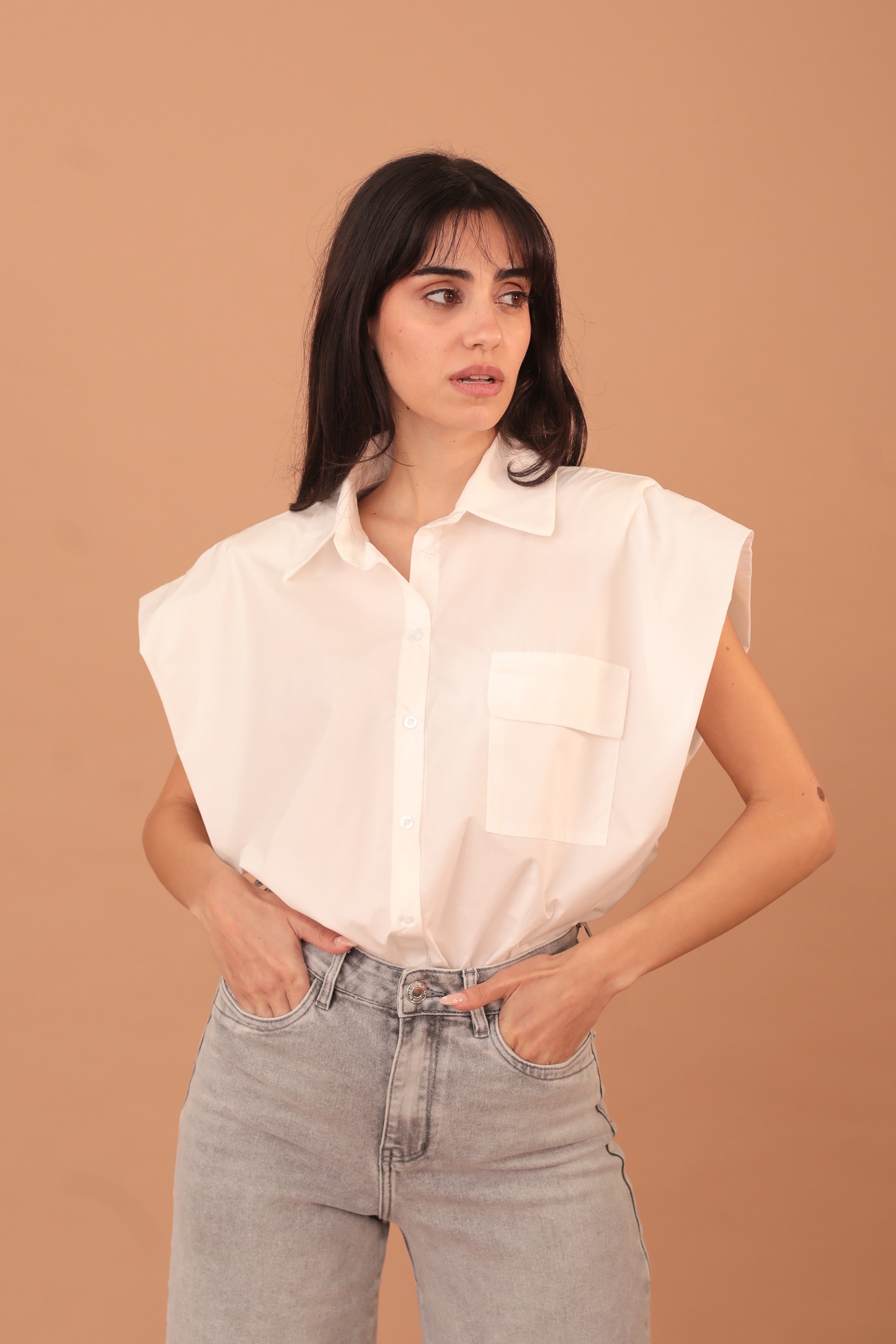 HYACINTH SLEEVELESS SHIRT - WHITE - Image 7