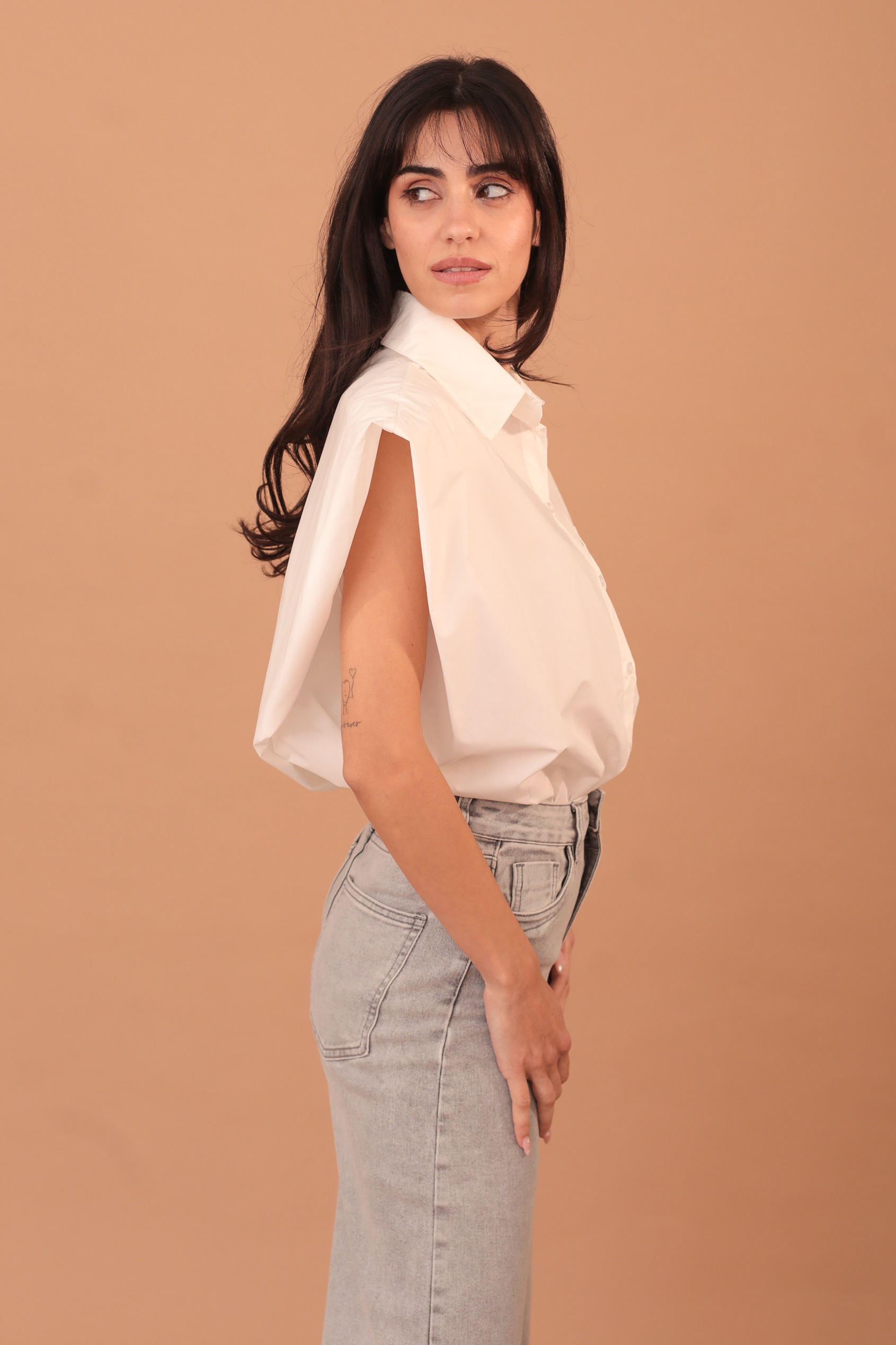 HYACINTH SLEEVELESS SHIRT - WHITE - Image 5