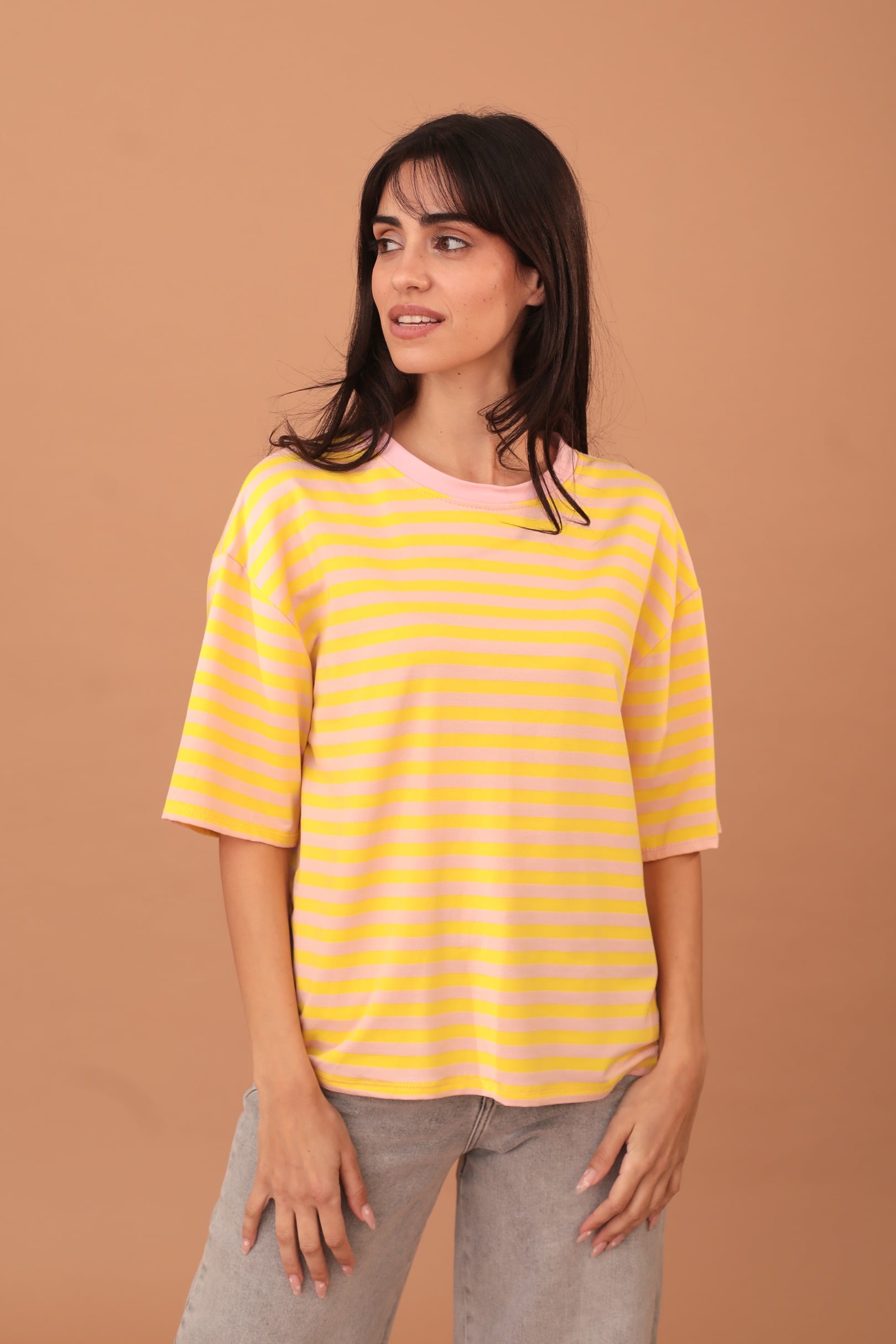 VINTAGE STRIPED SHIRT - PINK/YELLOW - Image 2