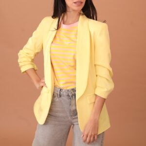 BETTY RUFFLE SLEEVED BLAZER - BUTTER YELLOW