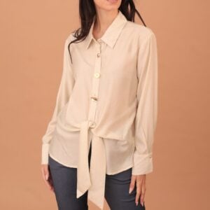 KEISHA SHIRT MIX BUTTONS - BEIGE
