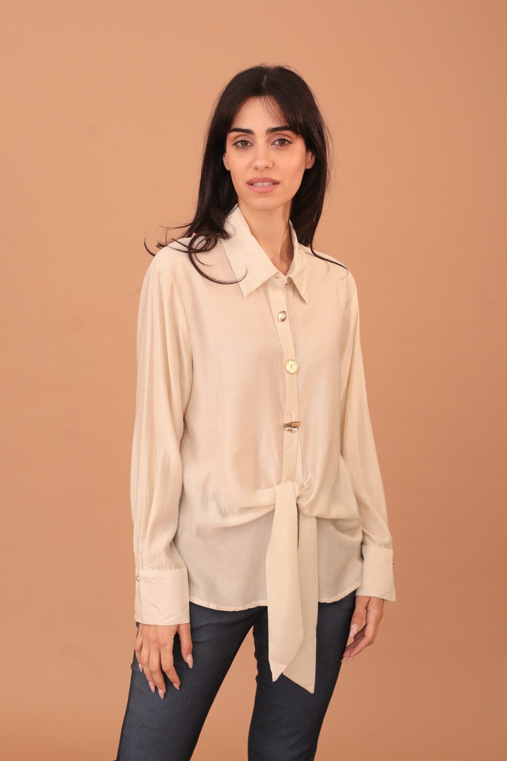 KEISHA SHIRT MIX BUTTONS - BEIGE - Image 4