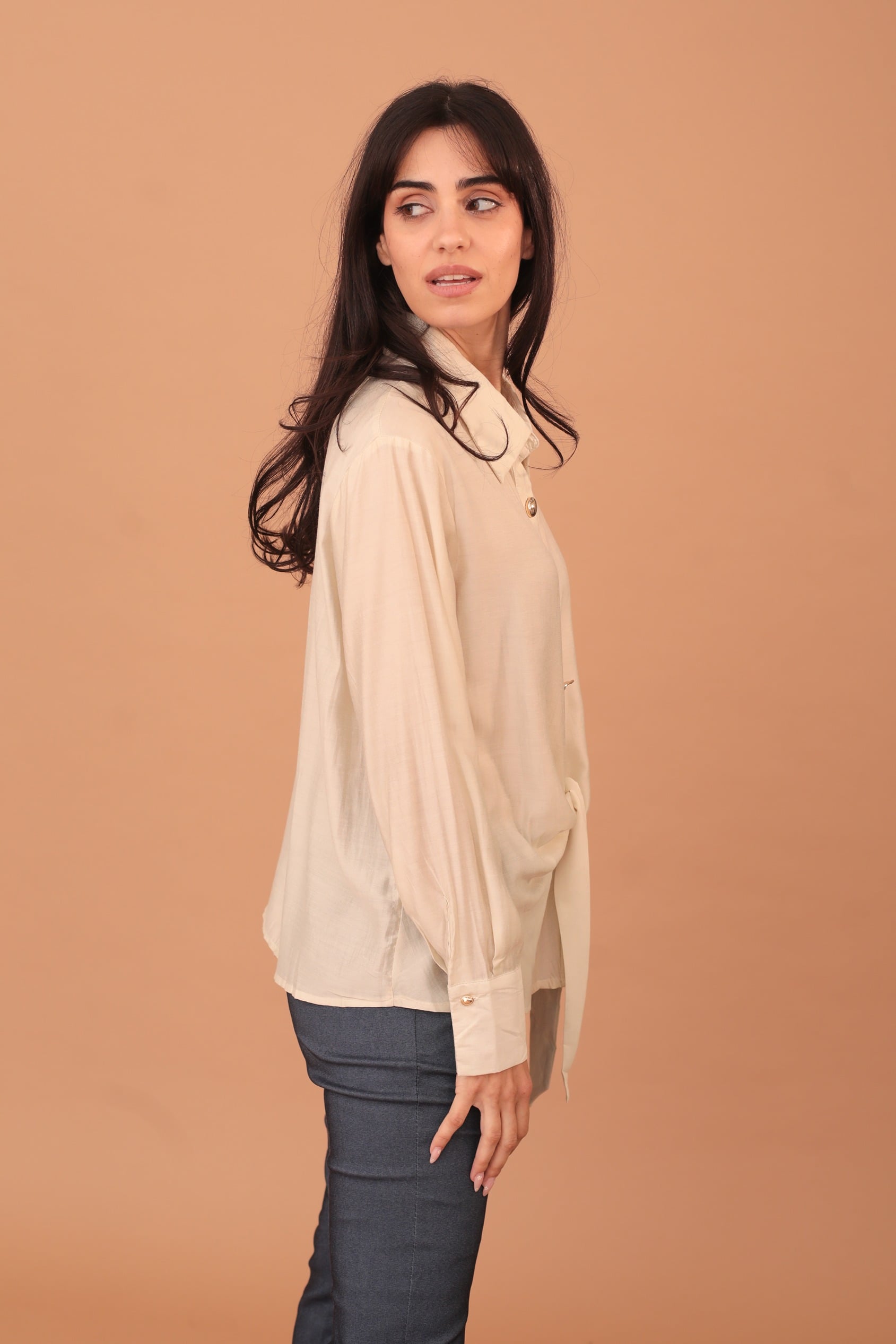 KEISHA SHIRT MIX BUTTONS - BEIGE - Image 3