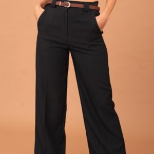 RAVENNA PLEATED TROUSERS WITH BELT - NAVY