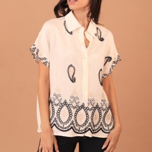 DONELLA PAISLEY EMBROIDERED BLOUSE