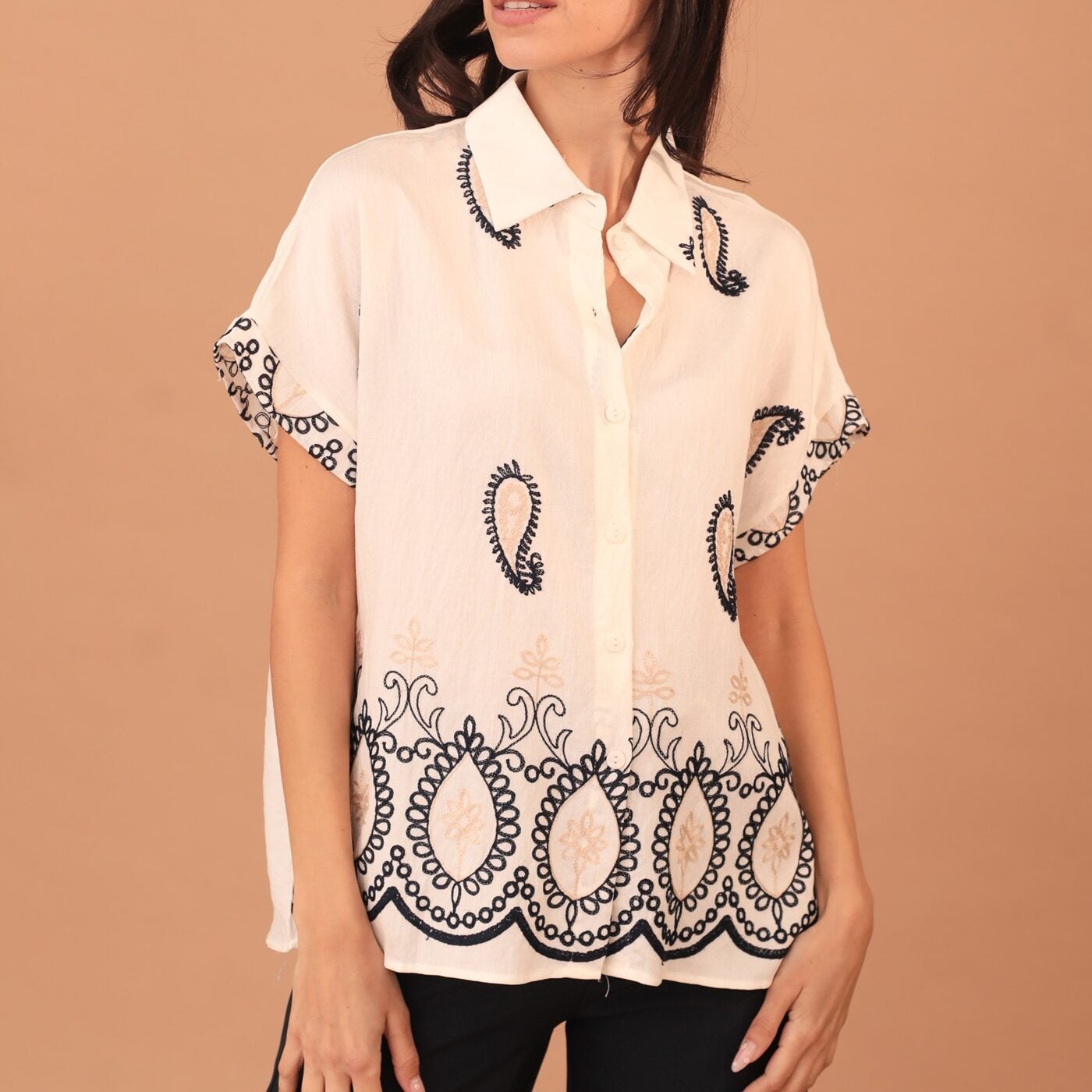 DONELLA PAISLEY EMBROIDERED BLOUSE