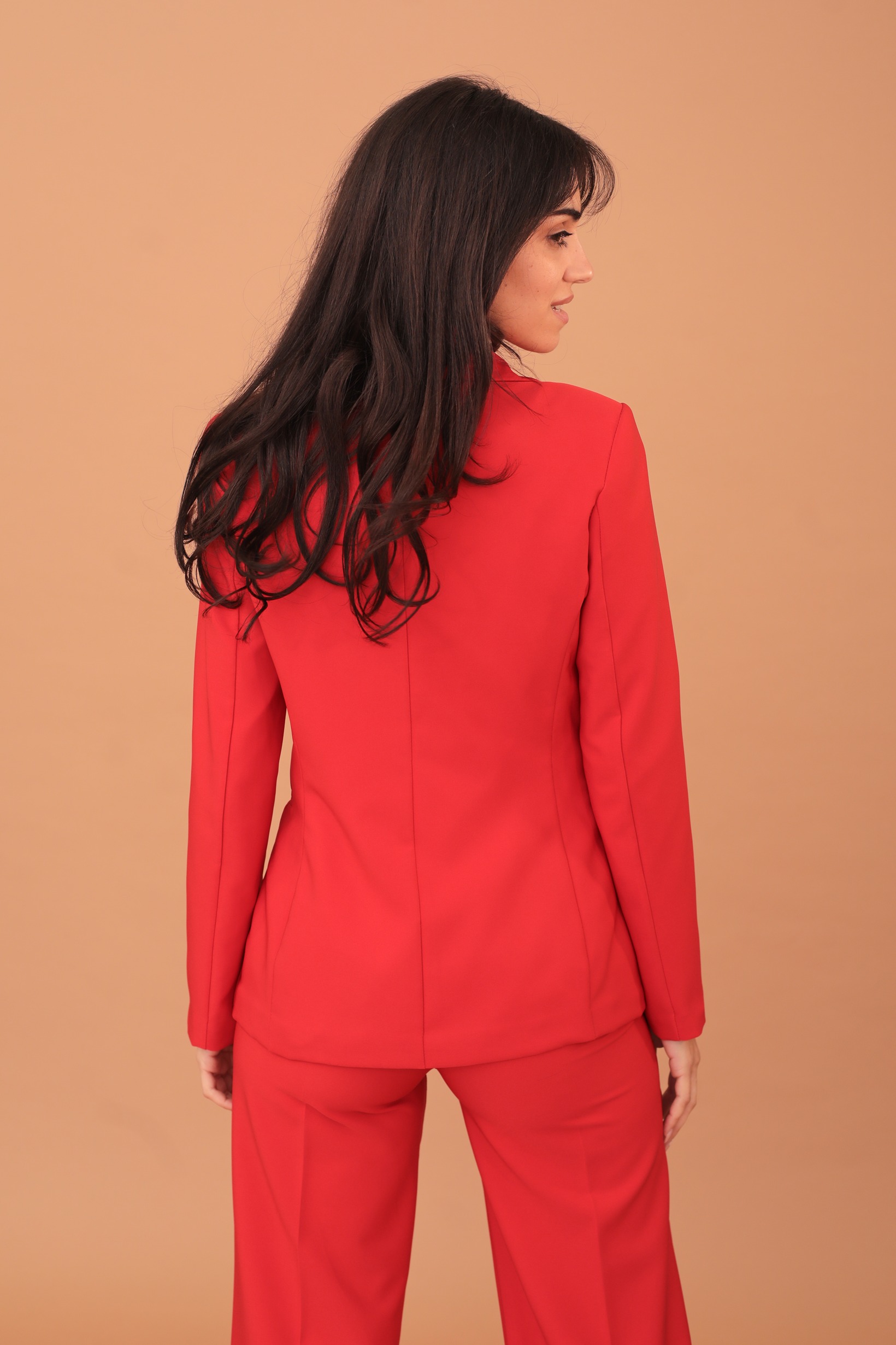 EMELDA GOLD BUTTON BLAZER - RED - Image 2