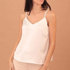 GOLD LINED STRAP TOP - WHITE
