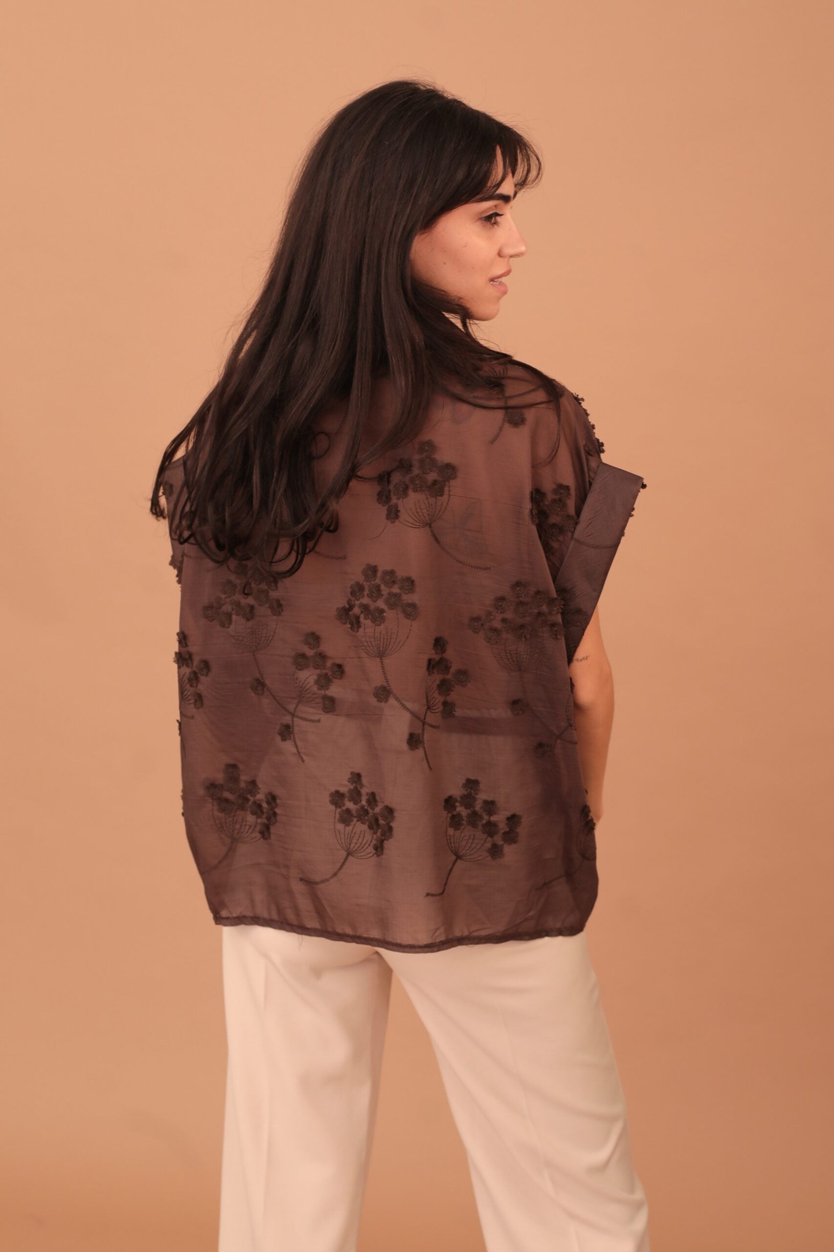 ALINA EMBOSSED SHIRT - DARK BROWN - Image 2