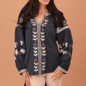 ASHANTI EMBROIDERED BLOUSE - BLUE