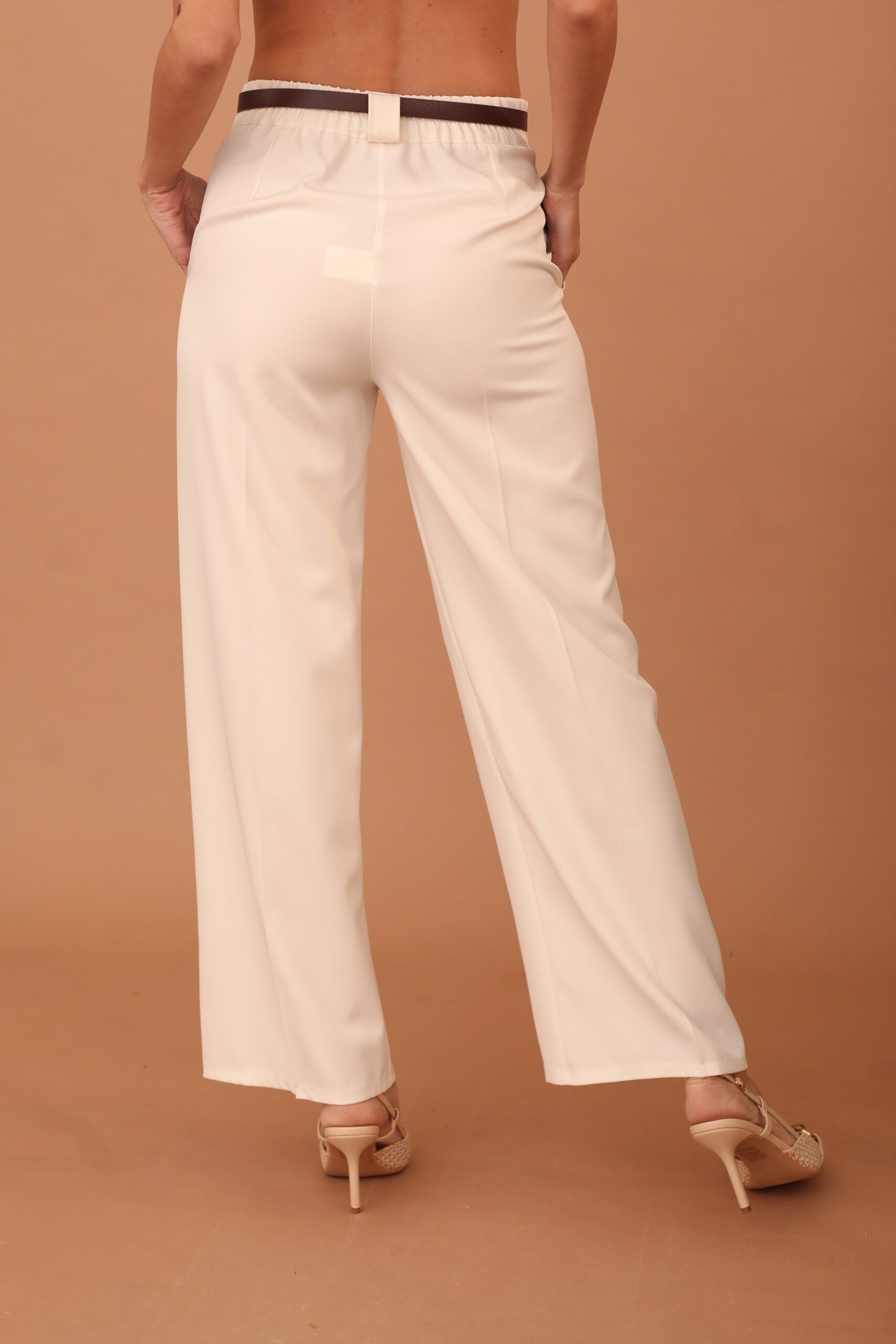 RAVENNA PLEATED TROUSERS WITH BELT - CREAM - Image 2