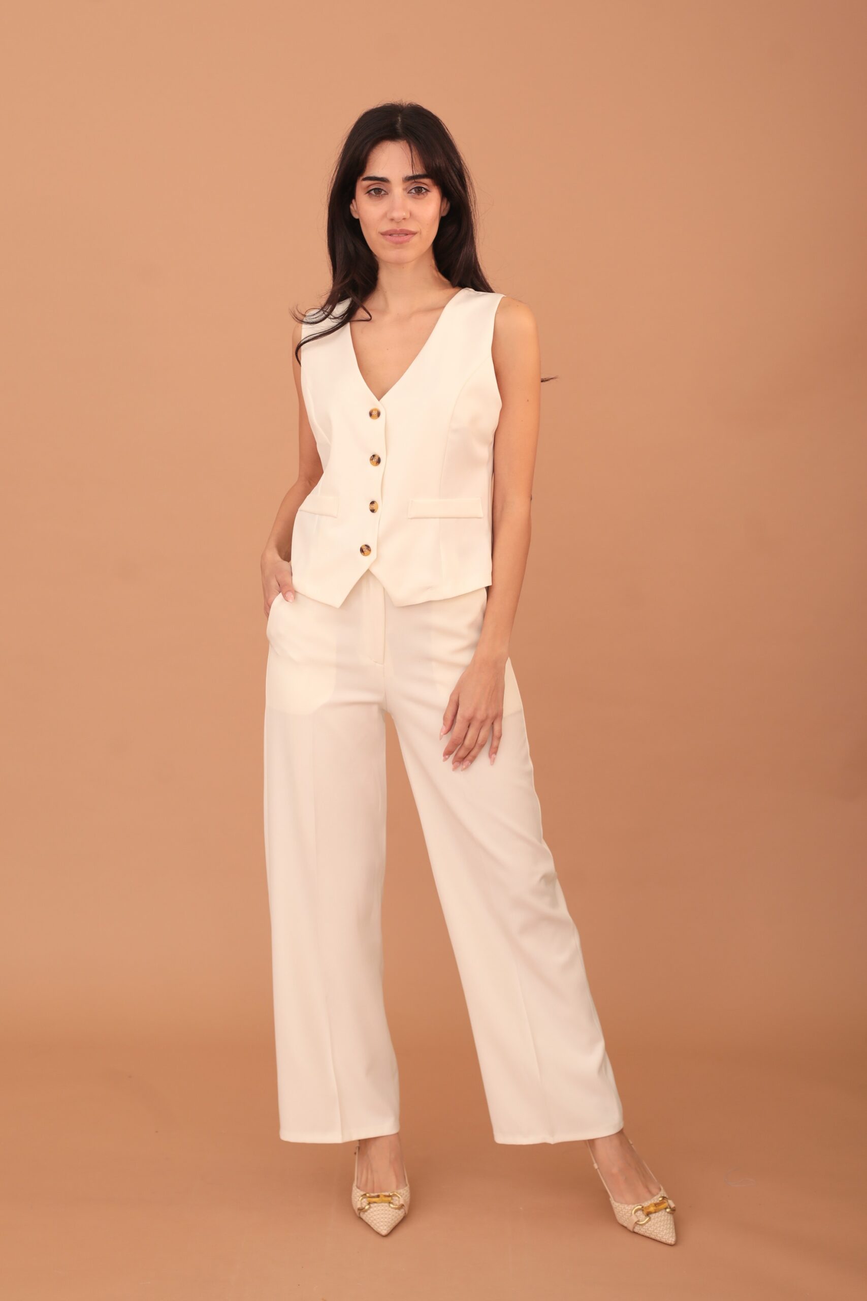 RAVENNA PLEATED TROUSERS WITH BELT - CREAM - Image 4