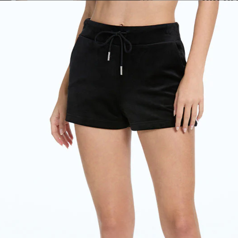 JUICY COUTURE CRYSTAL VELOUR SHORTS - BLACK - Image 2