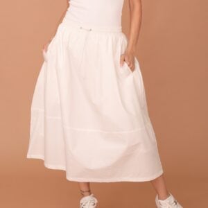 LIORA MIDI POPLIN SKIRT STRAPPED