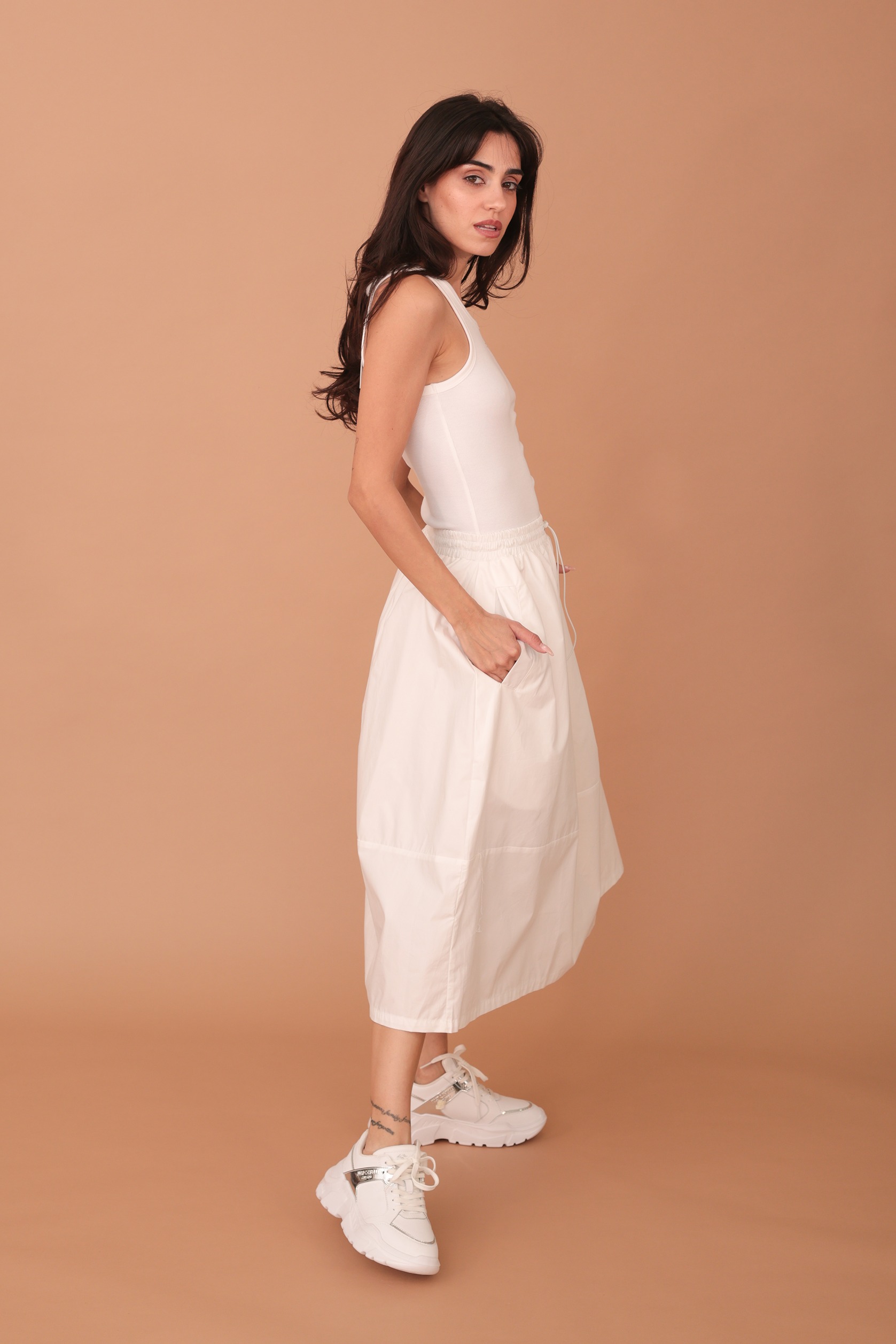 LIORA MIDI POPLIN SKIRT STRAPPED - Image 2