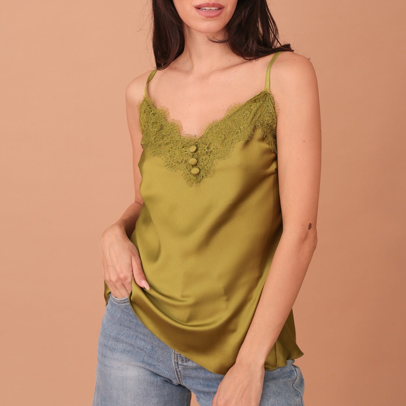 TIERA LACED TOP - OLIVE