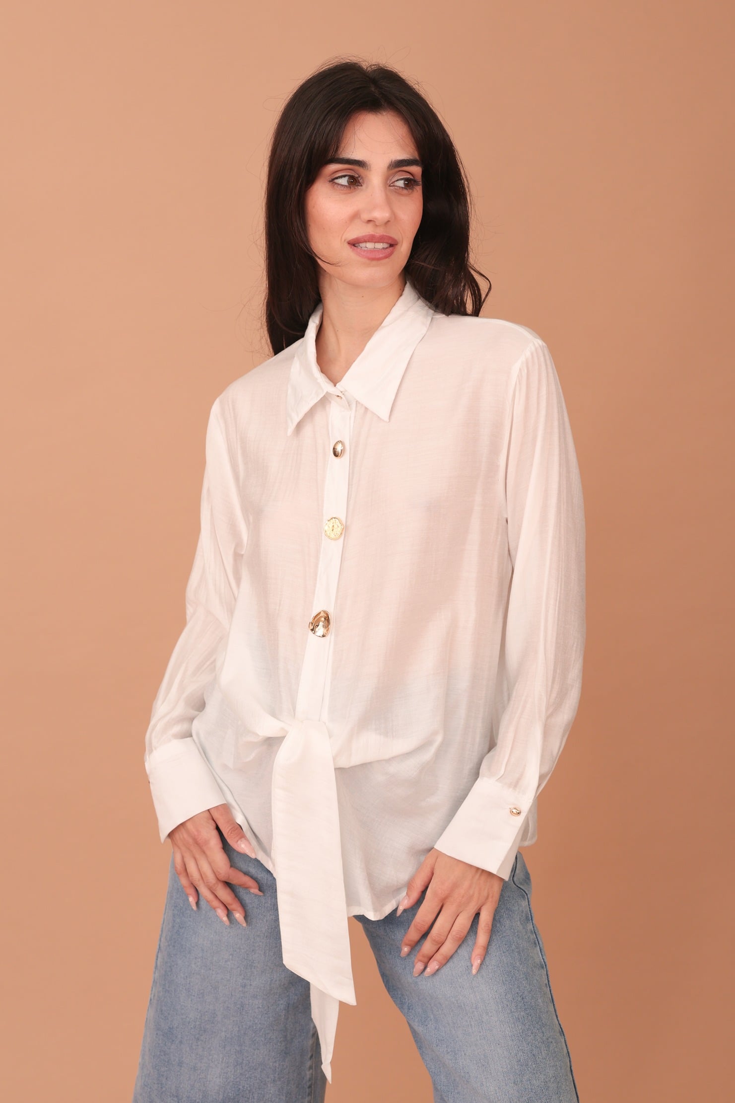KEISHA SHIRT MIX BUTTONS - WHITE - Image 3