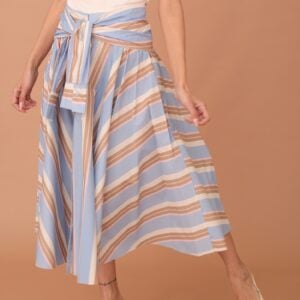 ASTRAEA STRIPED SKIRT WITH SLEEVED BOW
