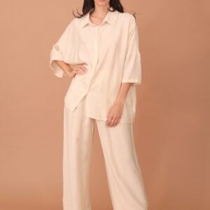 ROSALINDA CRYSTAL EMBELLISHED VISCOSE SET - BEIGE