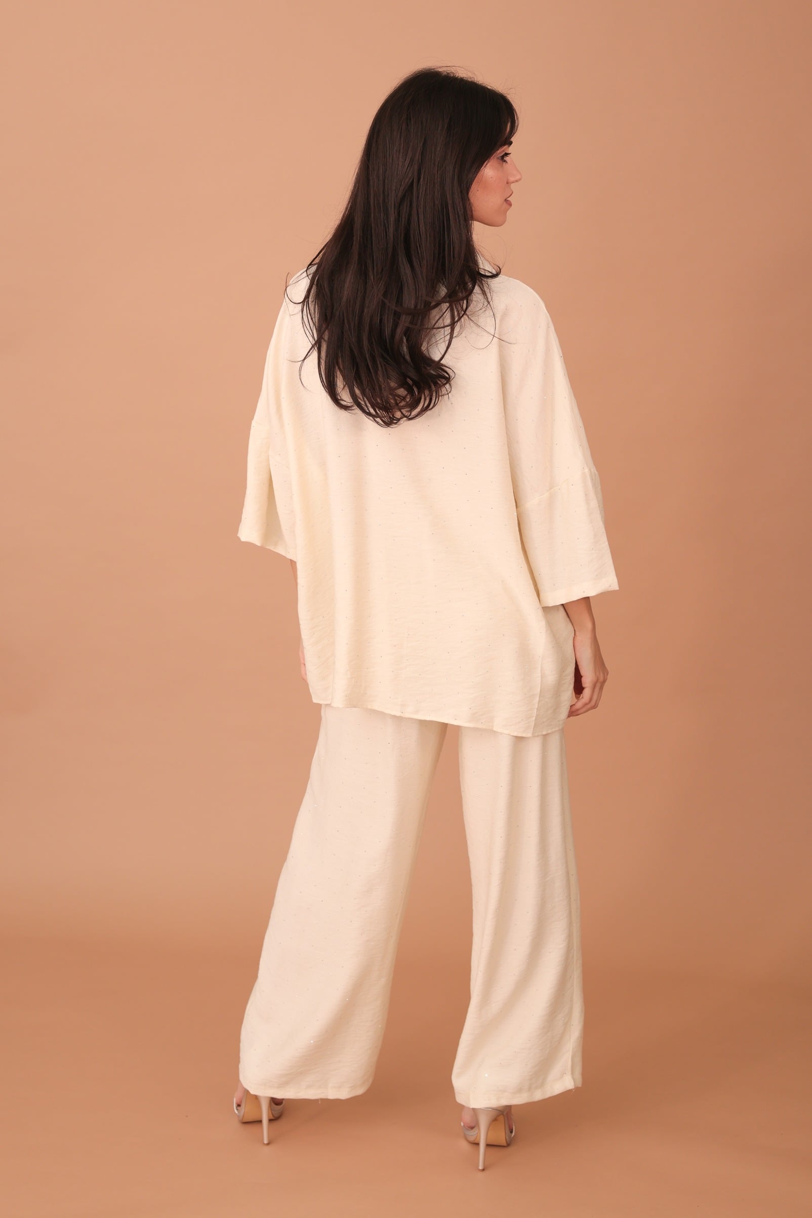 ROSALINDA CRYSTAL EMBELLISHED VISCOSE SET - BEIGE - Image 2