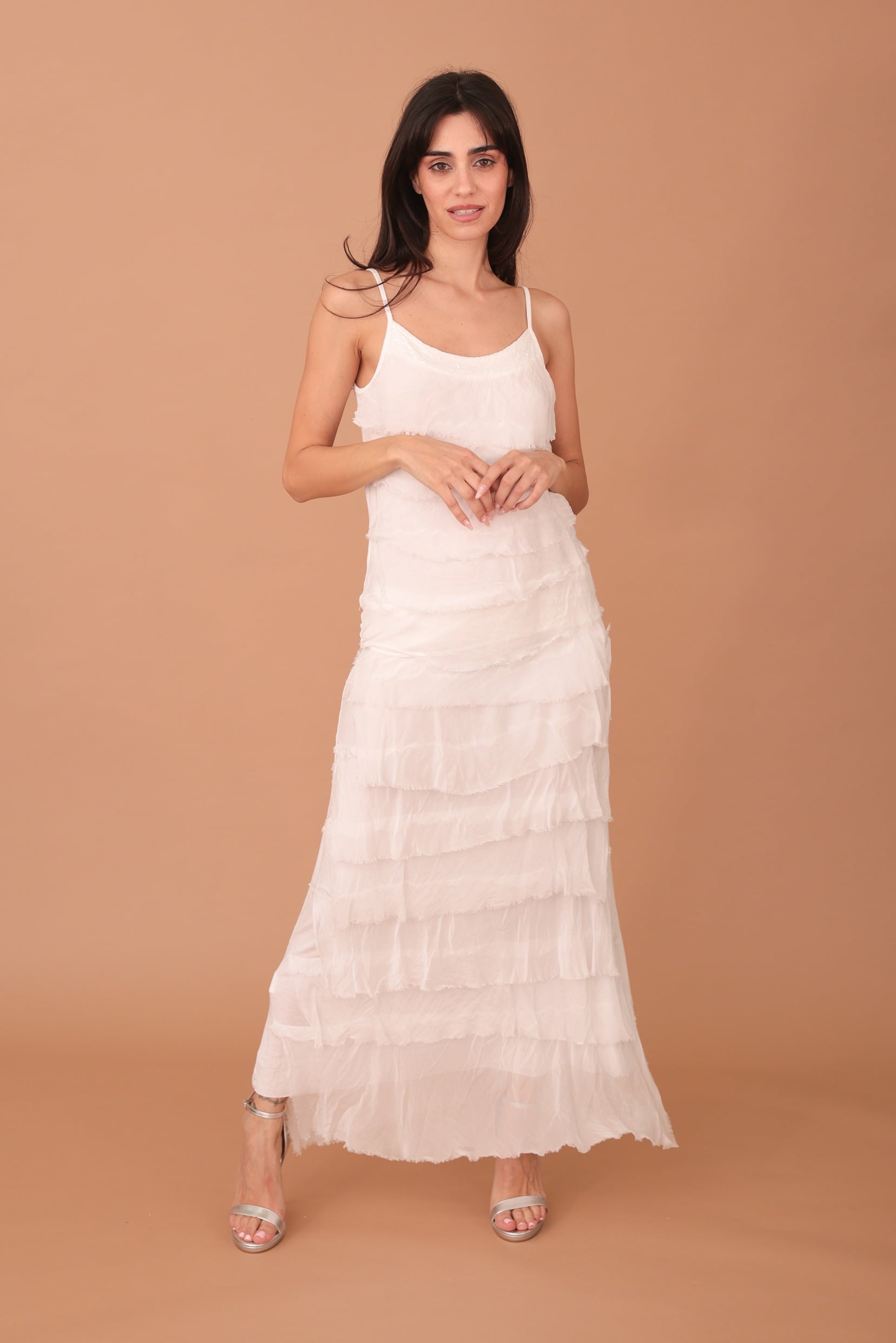 FRILLED SILK TOP - WHITE - Image 4