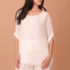 SILK SEQUINNED BLOUSE - WHITE