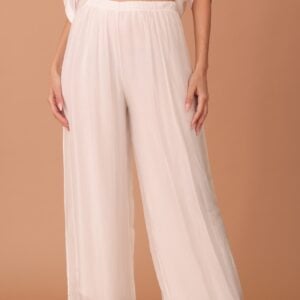 SILK WIDE TROUSERS -  WHITE
