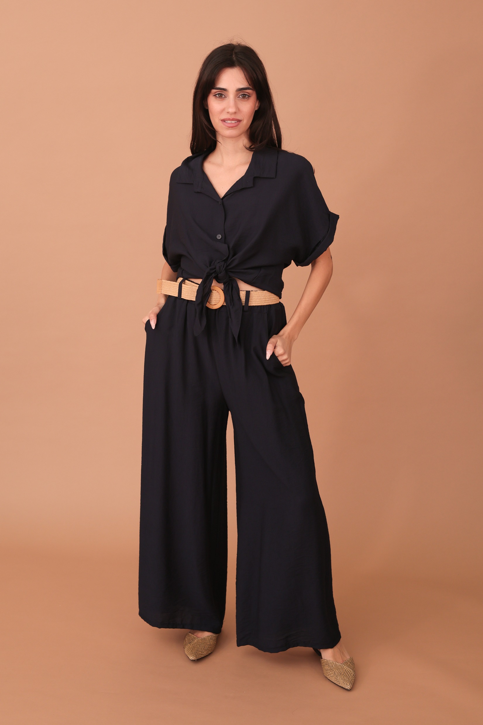 ADELE VISCOSE TROUSERS - NAVY BLUE - Image 4