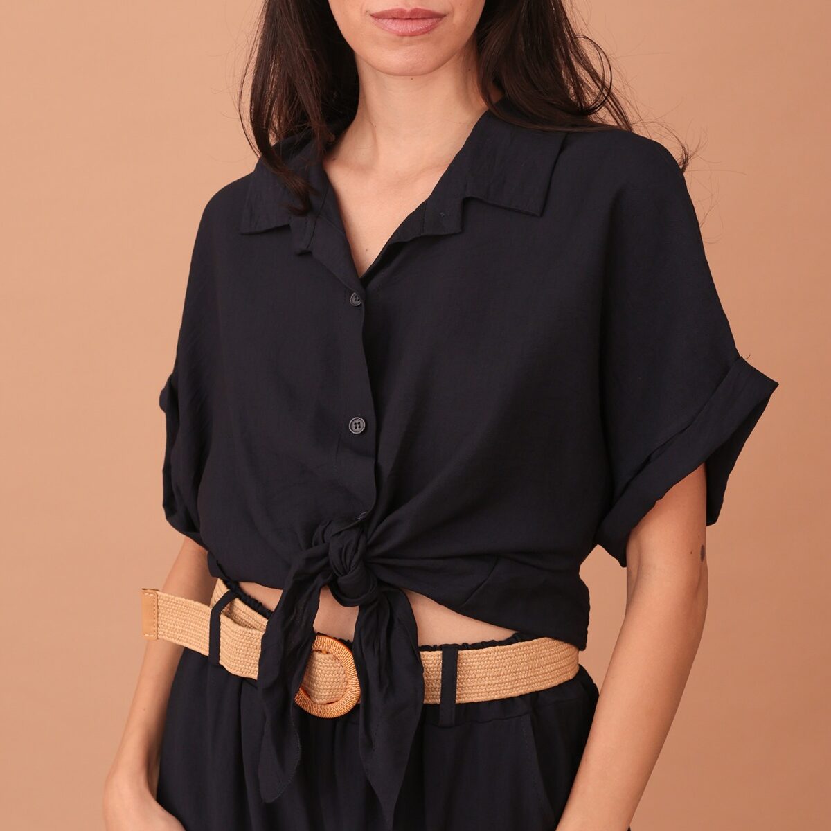 ADELE VISCOSE TOP - NAVY BLUE
