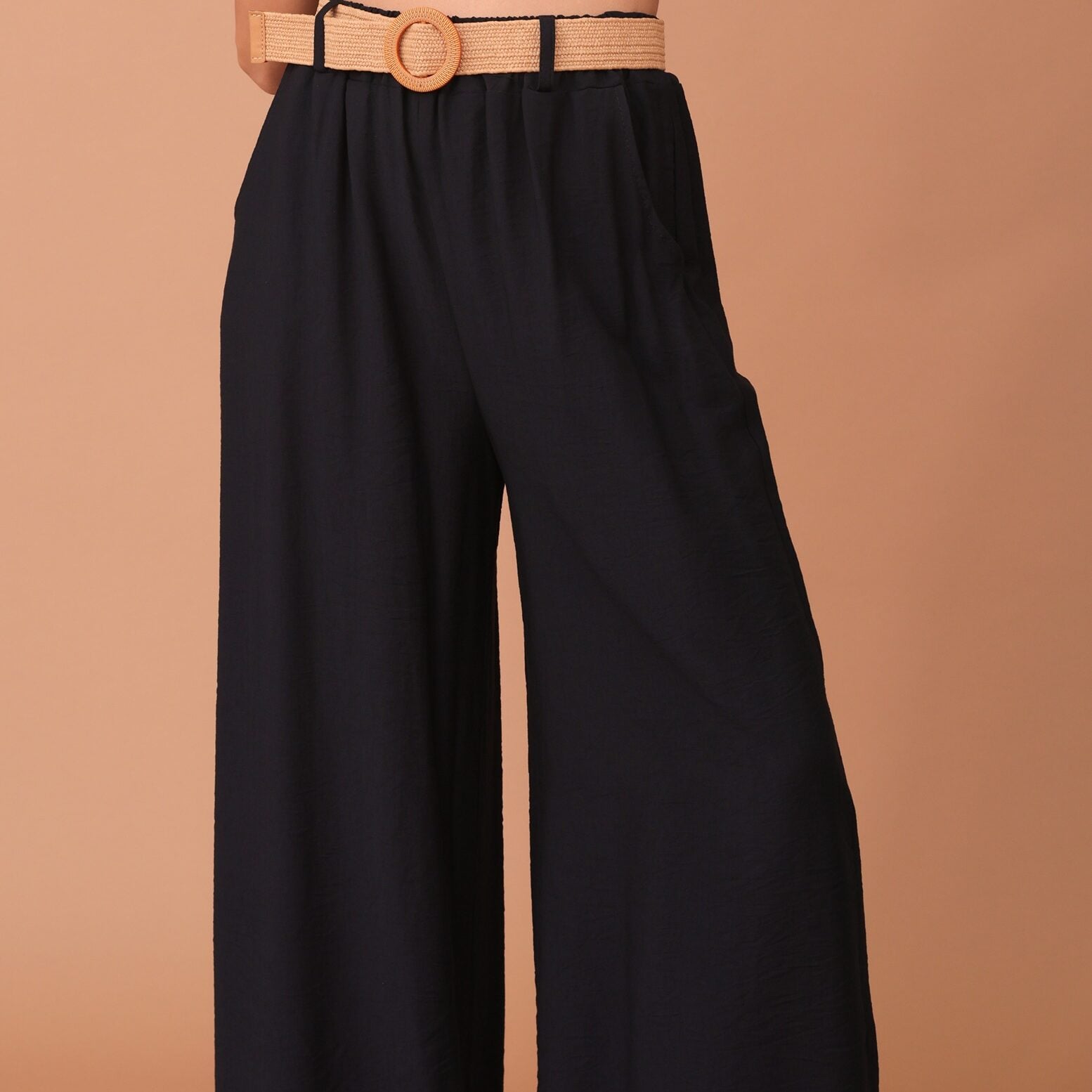 ADELE VISCOSE TROUSERS - NAVY BLUE