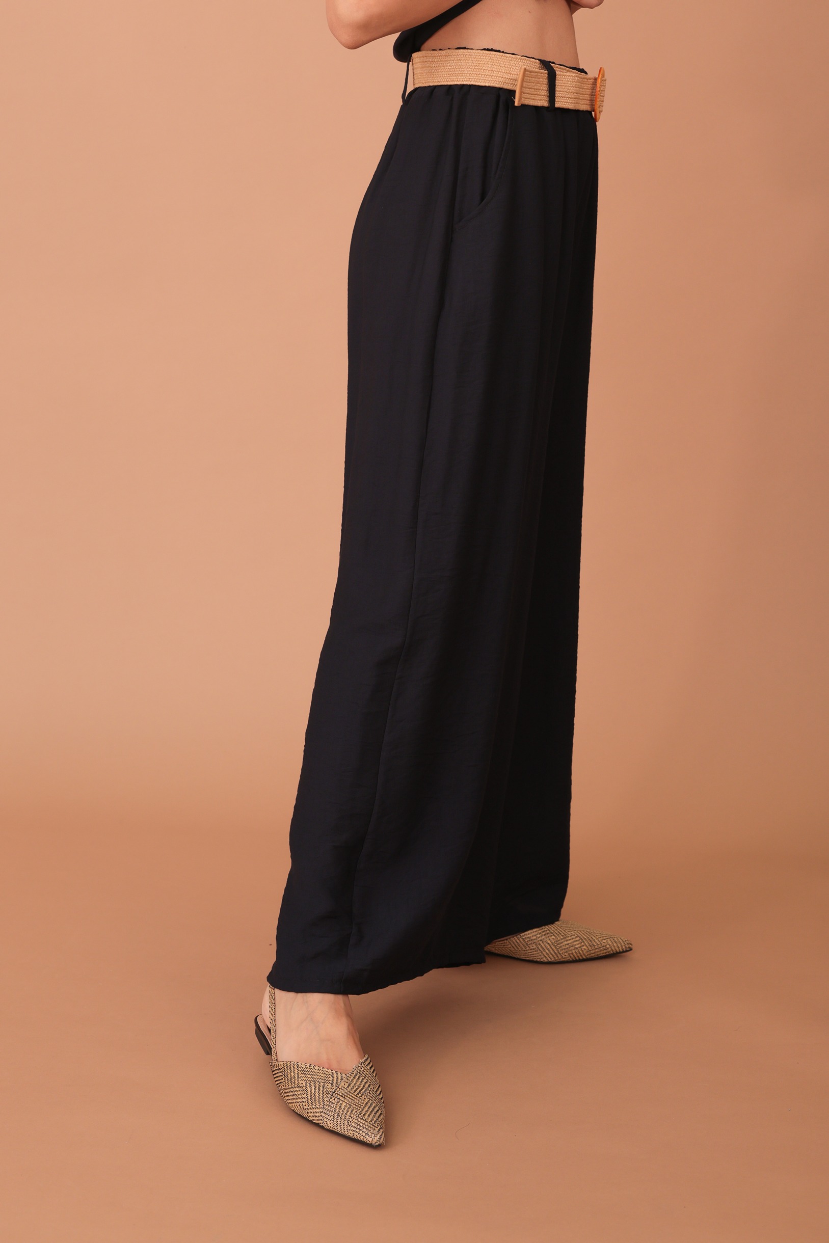 ADELE VISCOSE TROUSERS - NAVY BLUE - Image 3