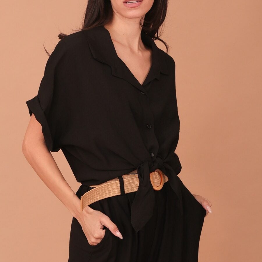 ADELE VISCOSE TOP - BLACK