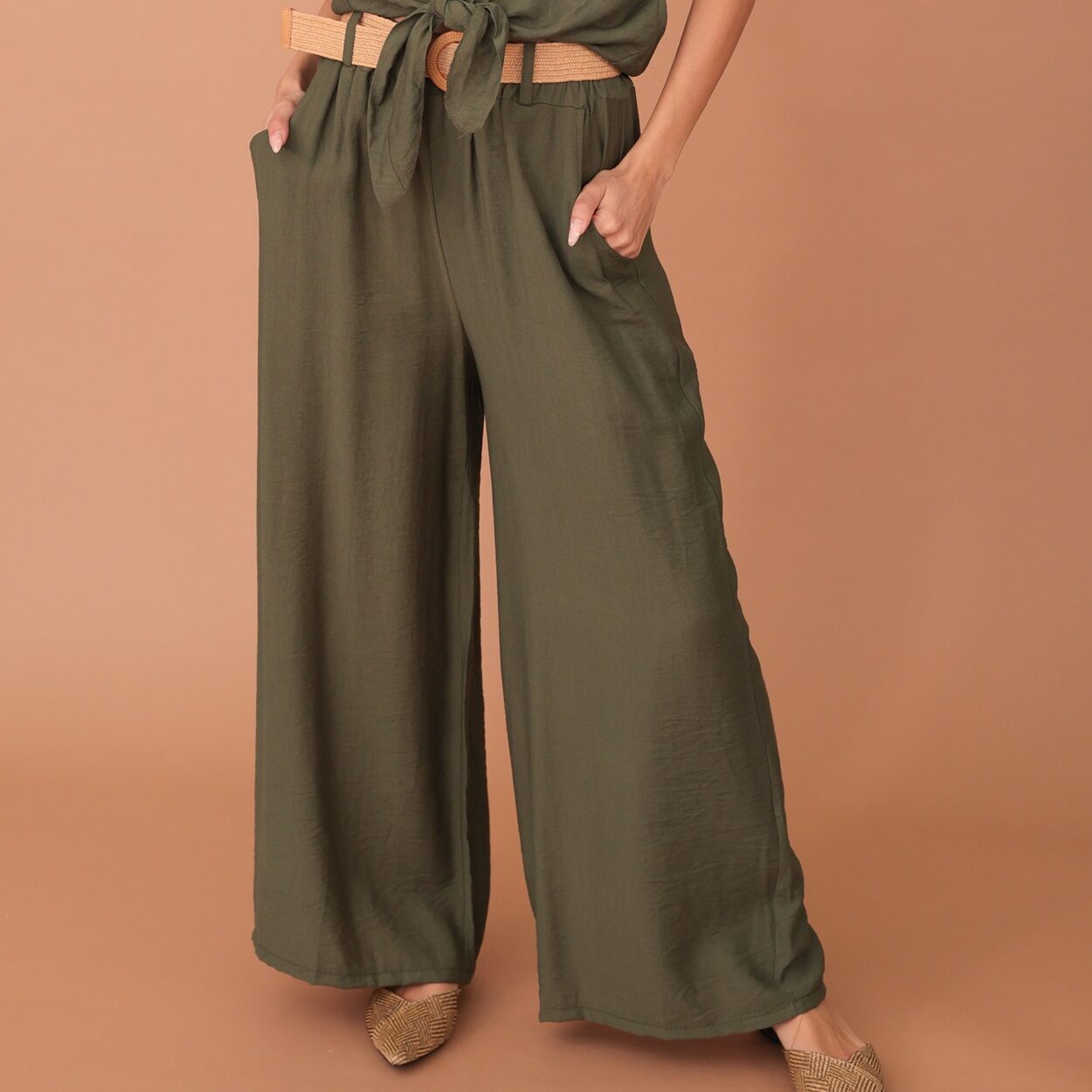 ADELE VISCOSE TROUSERS - KHAKI