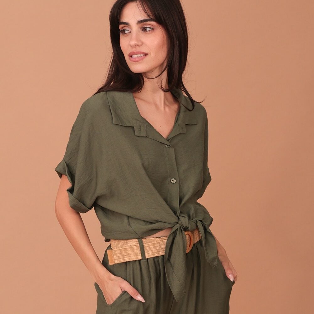 ADELE VISCOSE TOP - KHAKI