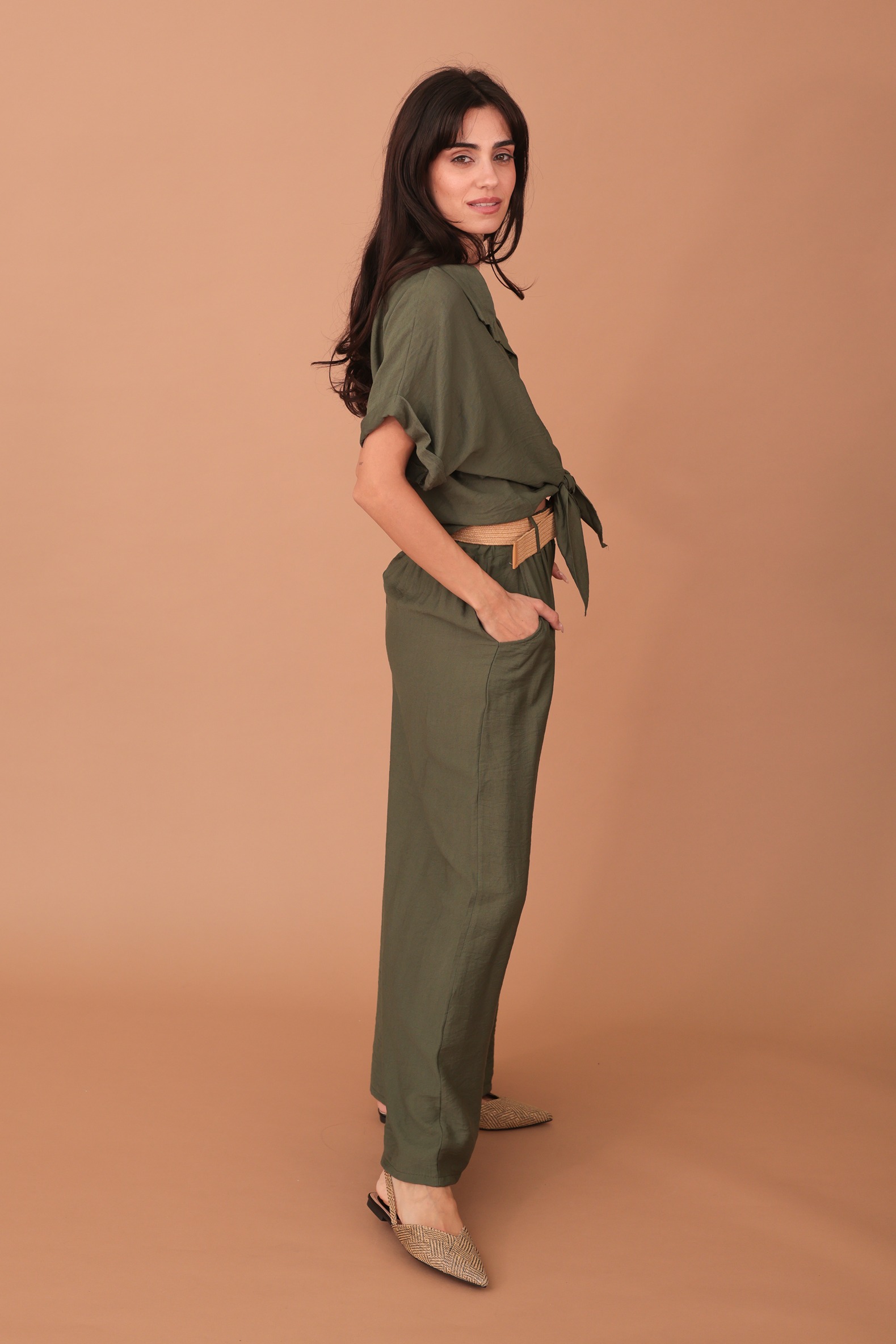 ADELE VISCOSE TOP - KHAKI - Image 3