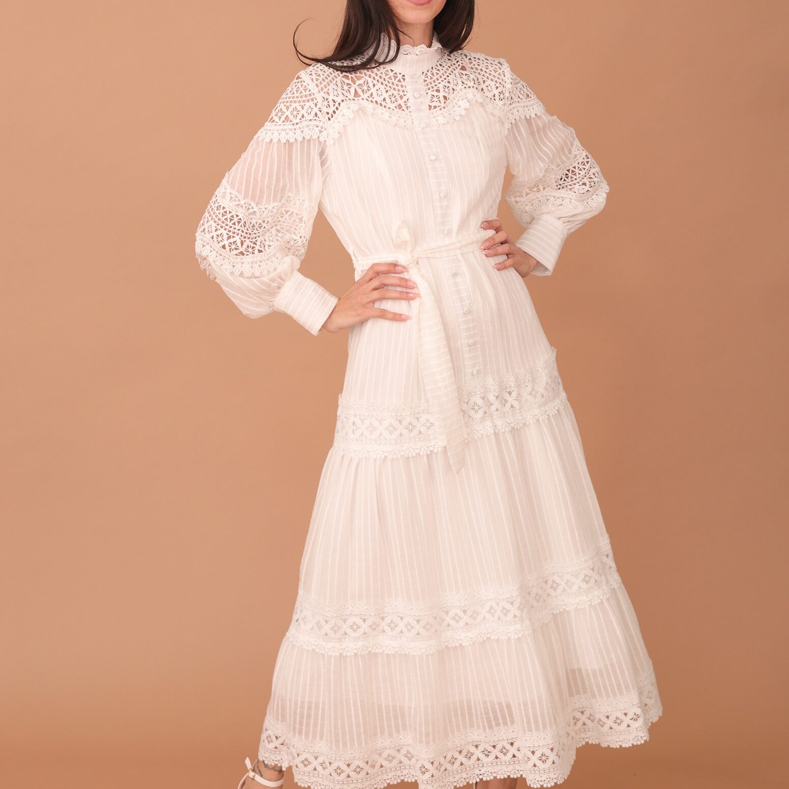 MELINDA LACED MAXI DRESS - WHITE