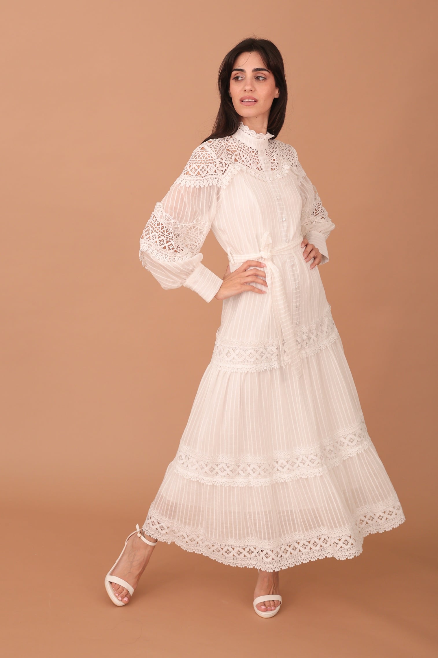 MELINDA LACED MAXI DRESS - WHITE - Image 3