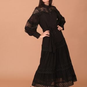 MELINDA LACED MAXI DRESS - BLACK