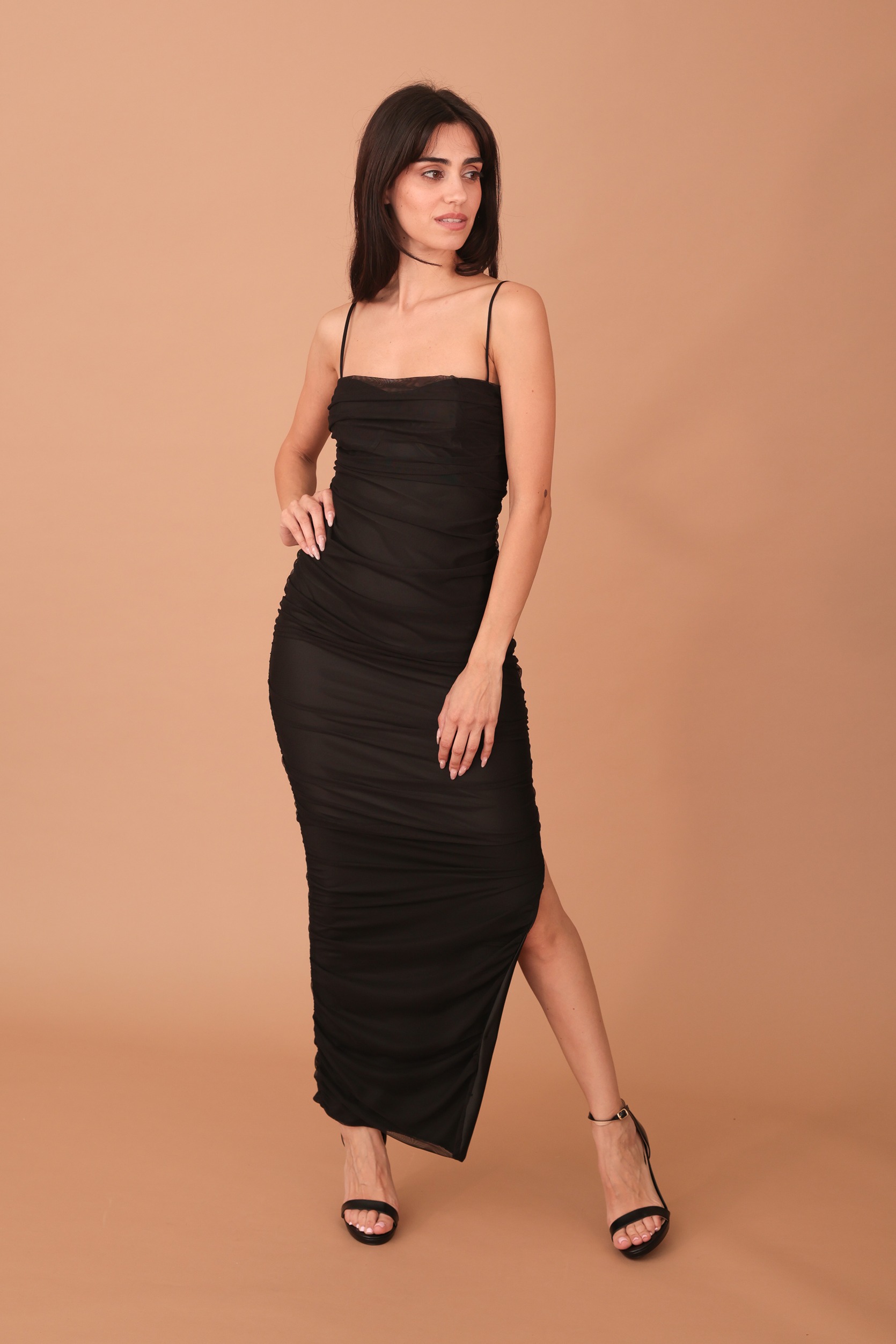 GAIA TULLE RUFFLE DRESS - BLACK - Image 4