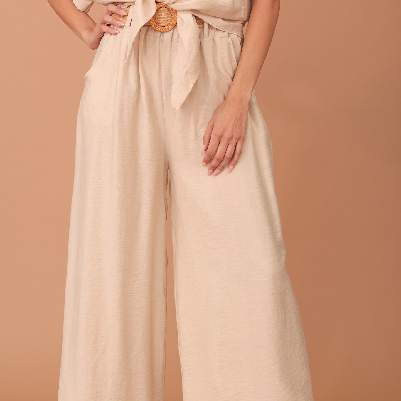 ADELE VISCOSE TROUSERS - BEIGE