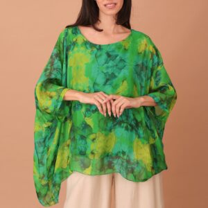 SILK WINGED BLOUSE PRINT - GREEN