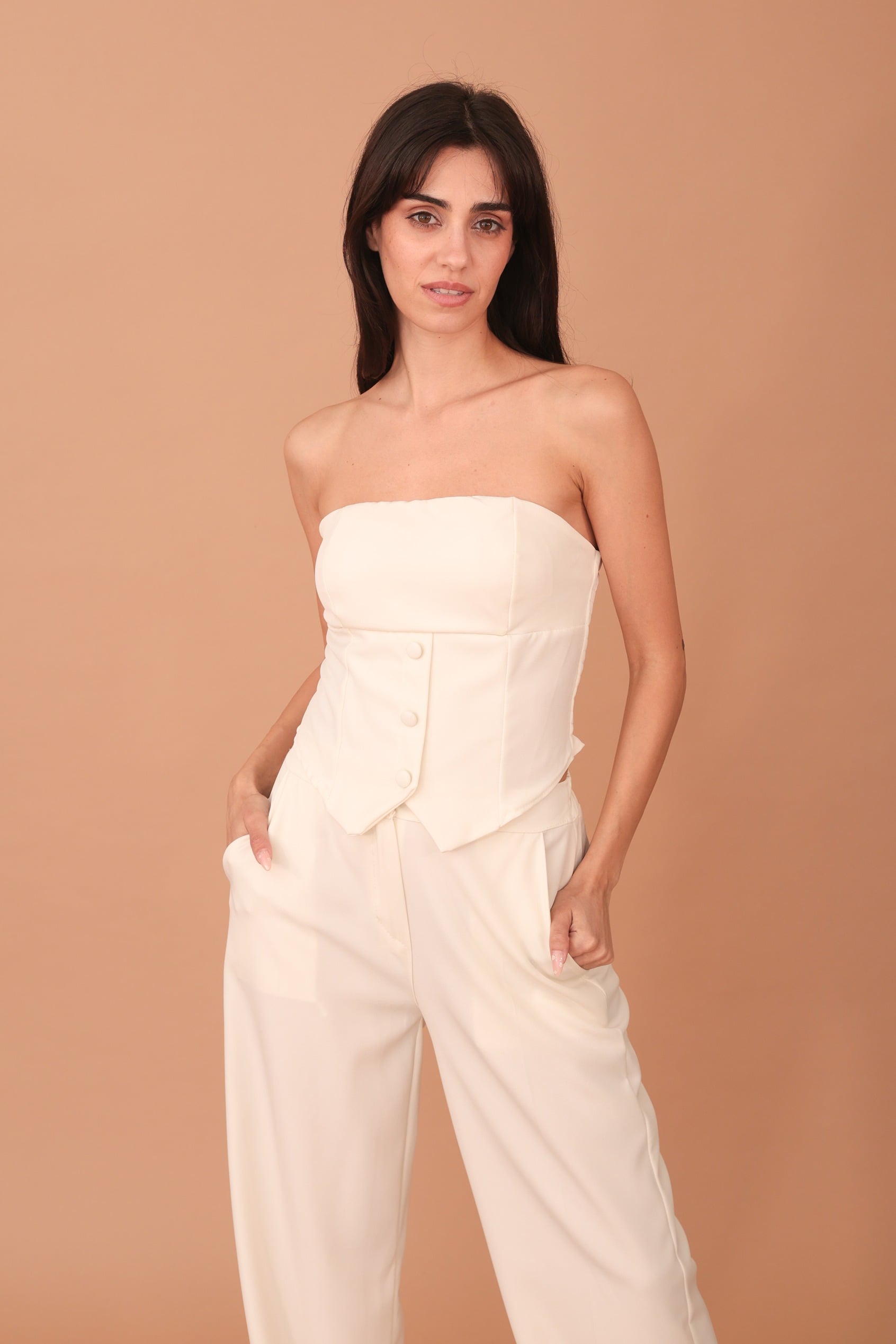 ECHO VEST AND TROUSER SET - CREAM - Image 3