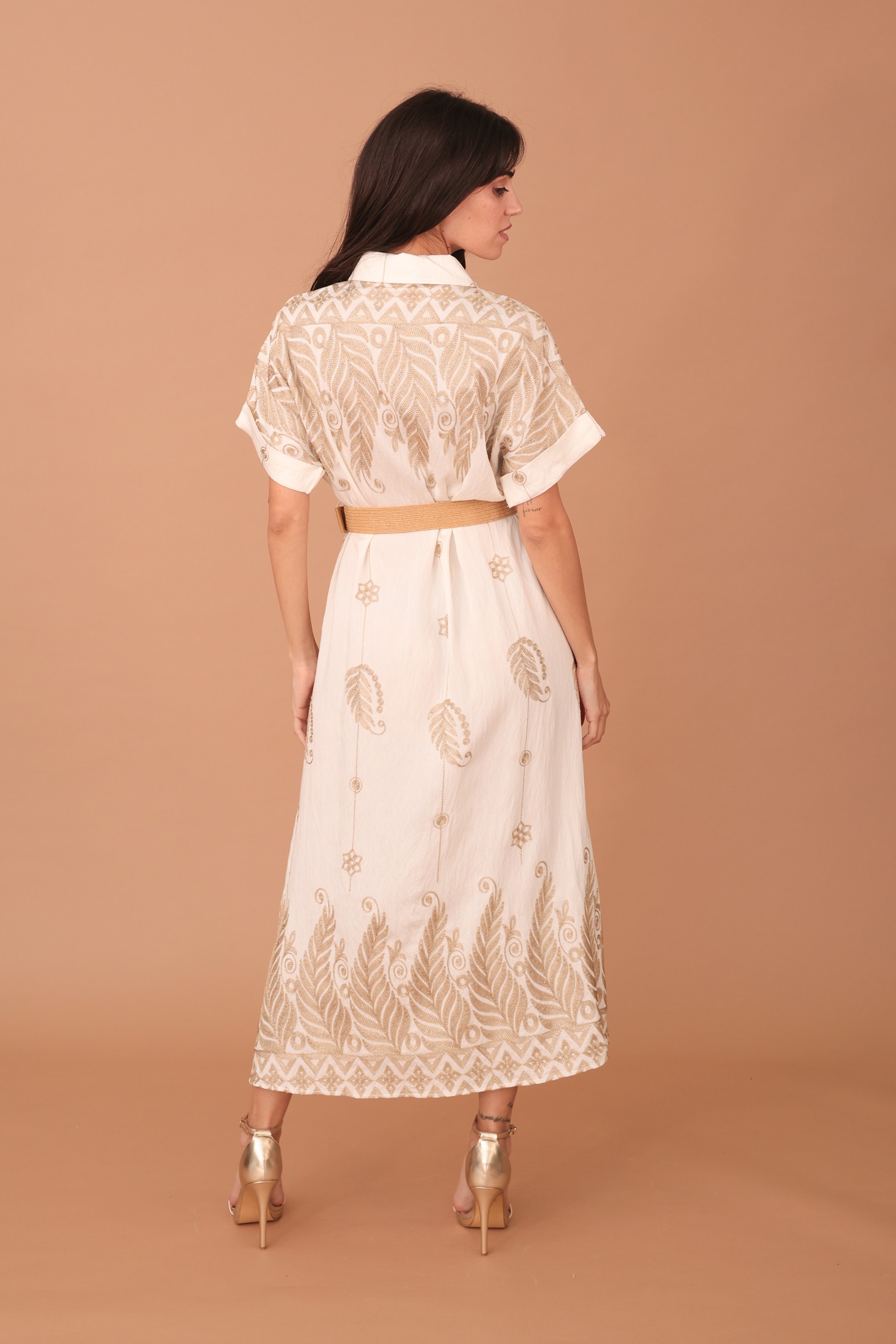 ELODIE GOLD WEAVE DRESS - Image 3
