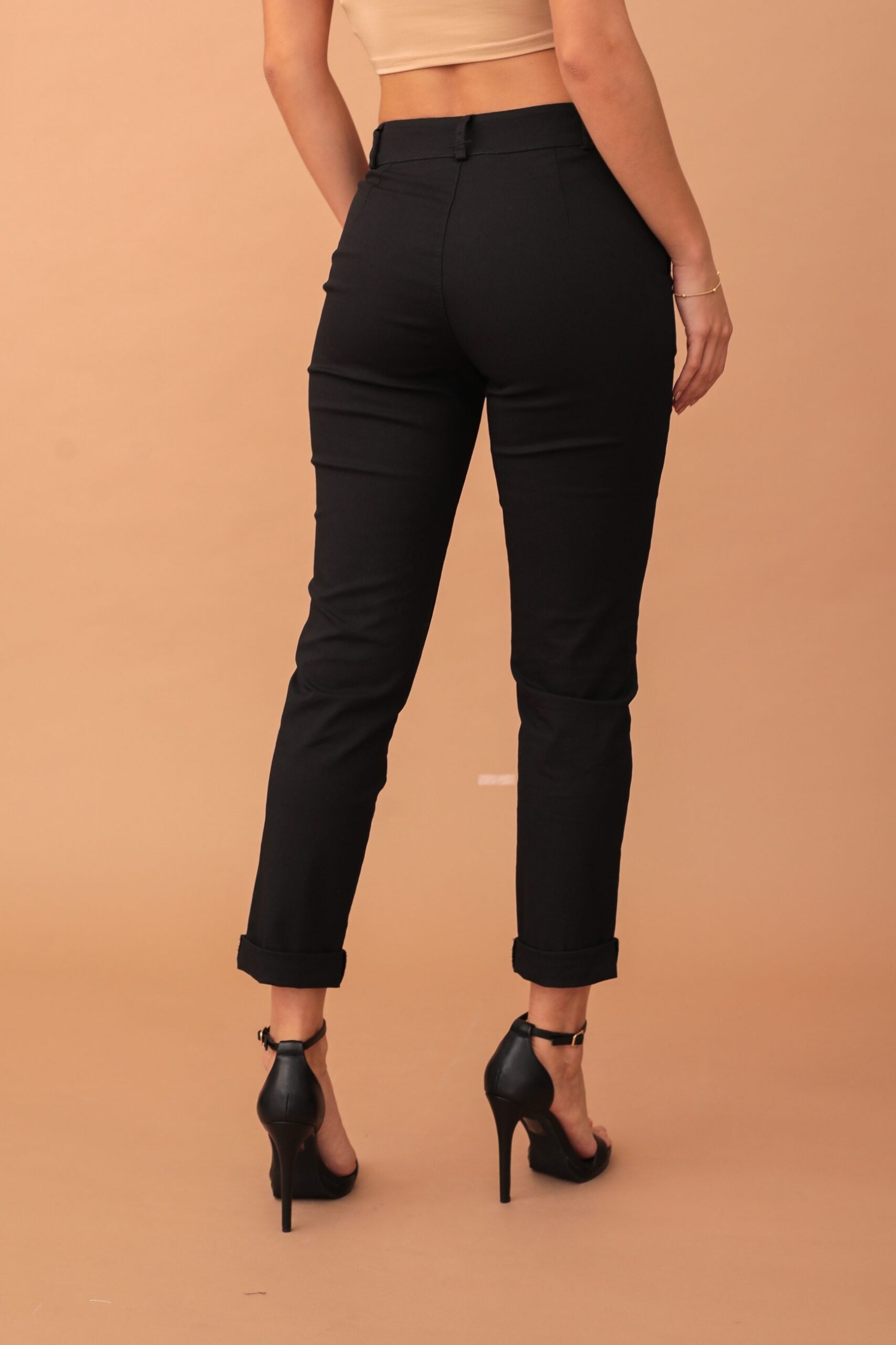 VIVIAN COTTON ELASTIC TROUSERS - BLACK - Image 2