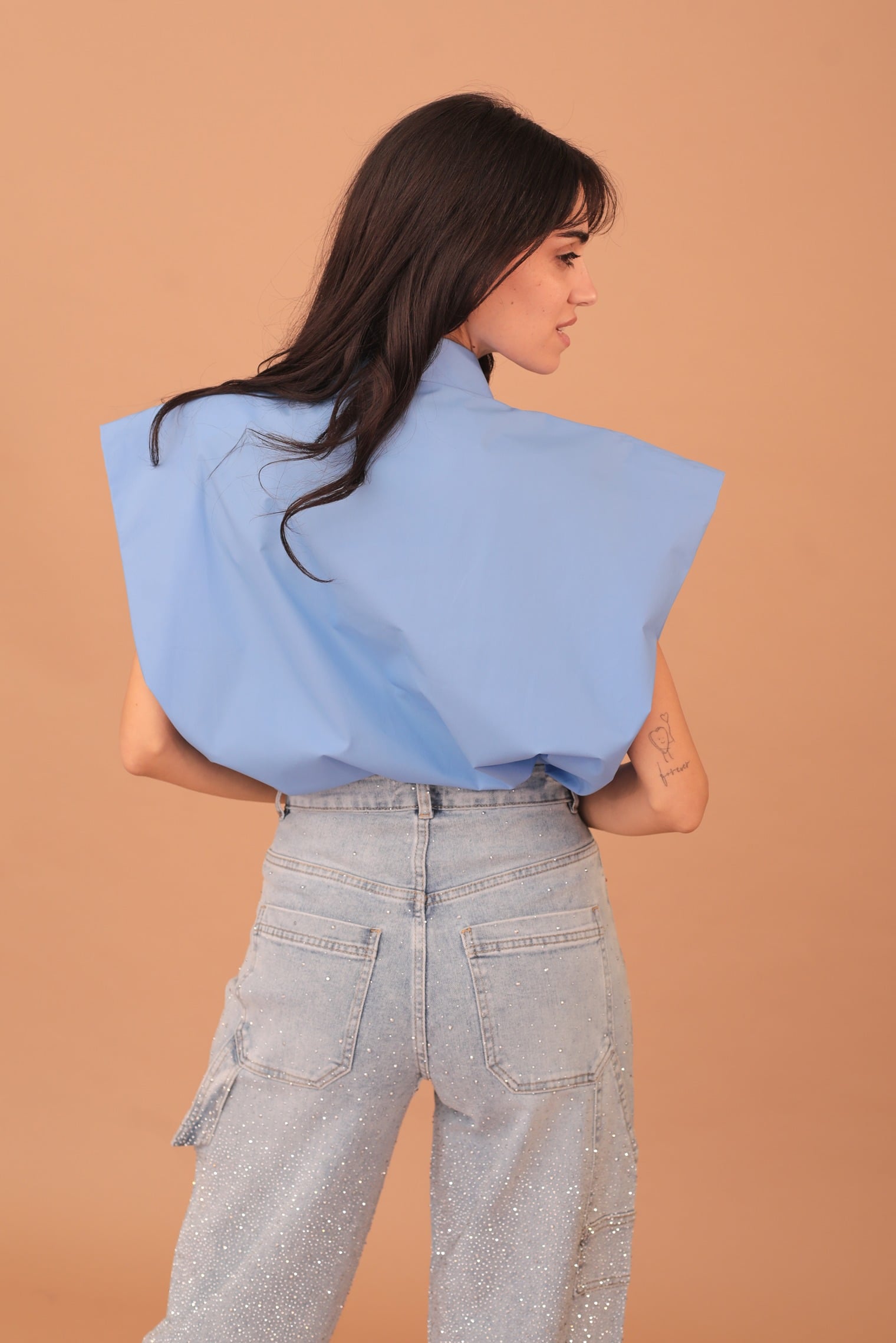 HYACINTH SLEEVELESS SHIRT - BLUE - Image 2